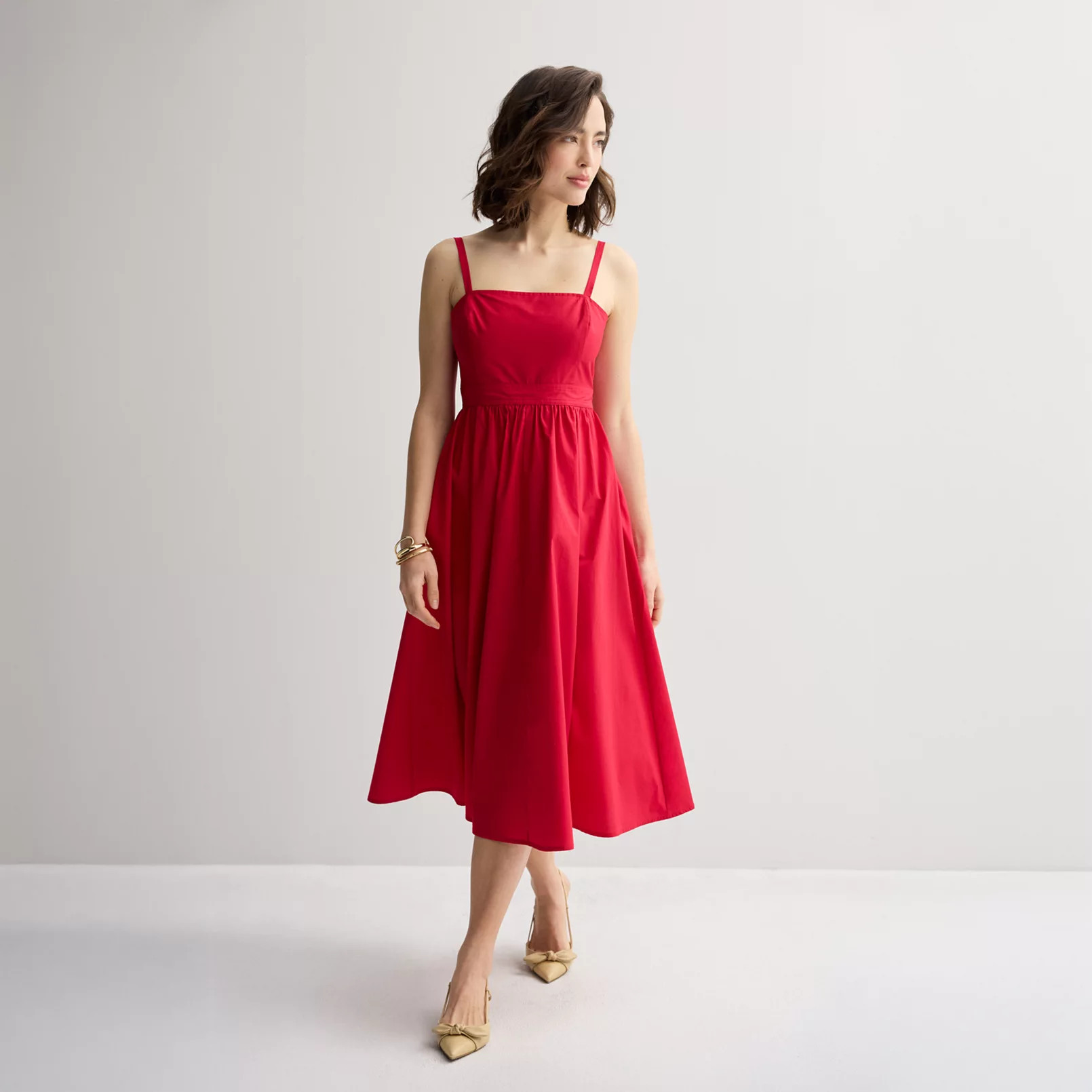 Petite Nine West Square Neck A-Line Dress | Kohl's