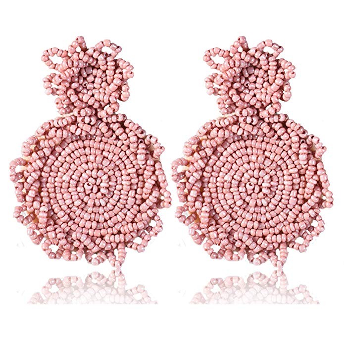 Statement Drop Earrings - Bohemian Beaded Round Dangle Earrings Gift for Women | Amazon (US)