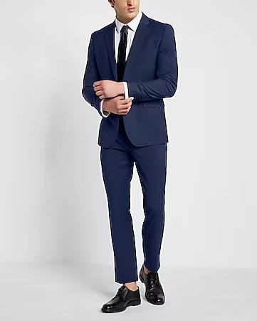 Slim Blue Wool-blend Modern Tech Suit | Express (Pmt Risk)