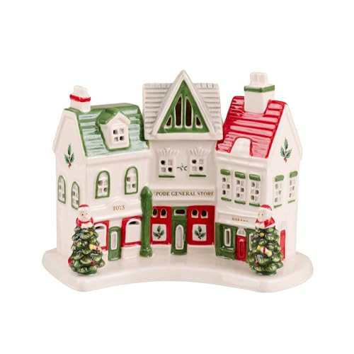 Spode Christmas Tree Miniature Village Figural Decoration - LED Lighted Set, Ceramic Holiday Decor - Dolomite Collectible for Indoor Display (Shoppes) | Amazon (US)