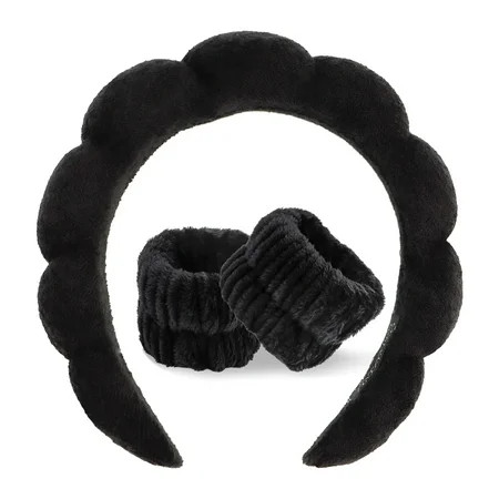 Exacoo Makeup Headband Spa Headband Skin Care Headband Skincare Headband Face Wash Headband for Washing Face Wristband Black Sponge Cloud Head Bands Padded Spa Accessories for Women Girls C32 | Walmart (US)