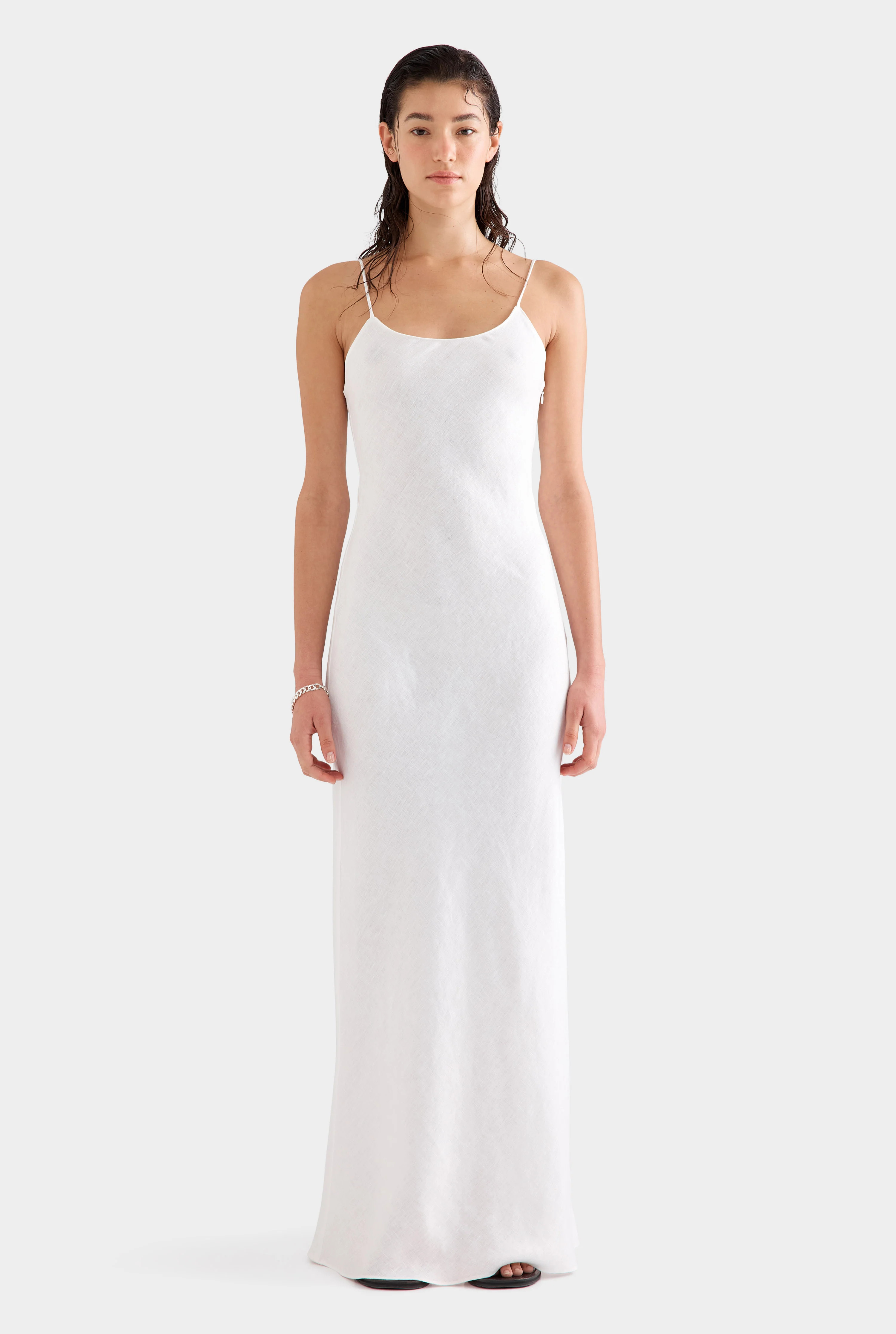 Womens Linen Slip Dress in Off White | Venroy | Venroy AU