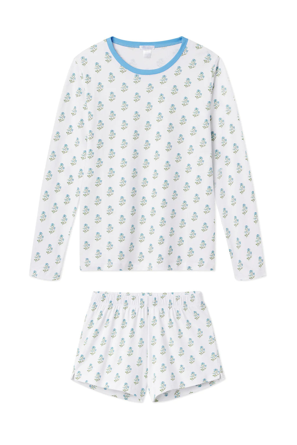 Pima Long-Short Weekend Set in Blue Flora | Lake Pajamas