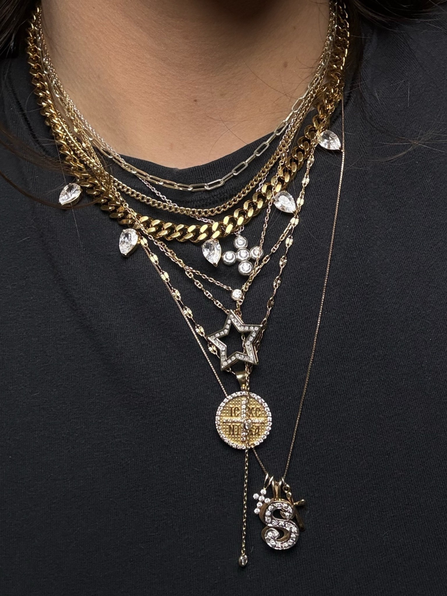 Maximalist necklace stack