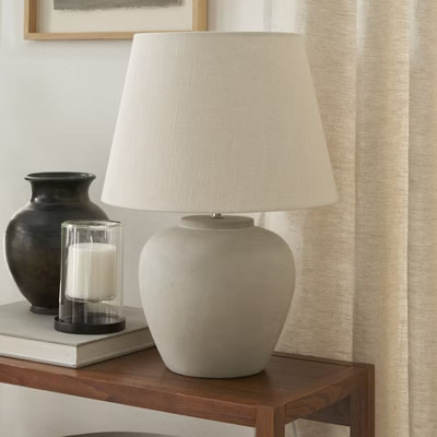 Nourison 20" Sand Light Beige Ceramic Pot Table Lamp | Target