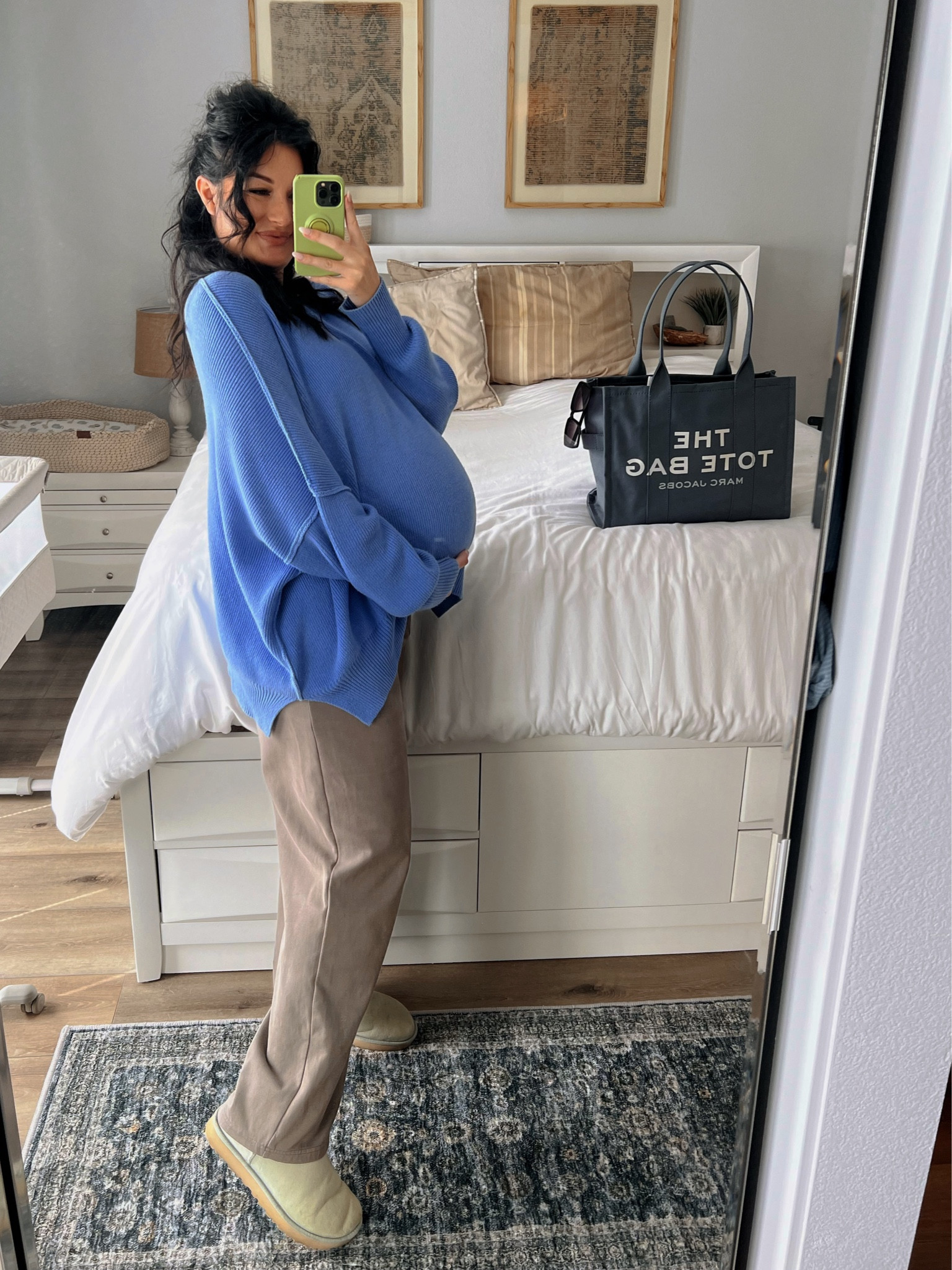Perfect oversized sweater! Even cute with a bump… obsessed

Size MEDIUM. 
They’re out of this blue but have many other adorable options! 

UGG ultra mini boot in color GOOSE.

Also the TOTE bag is the size LARGE and perfect for everything. I can fit my makeup bags, Stanley, etc.

#LTKfindsunder100 #LTKbump