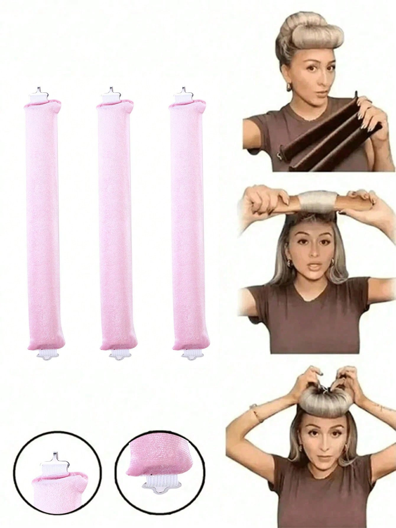 3pcs/Set No-Heat Hair Curler Kit - Foam Hair Curlers, Hair Ties, Sleep Styling Soft Rollers For W... | SHEIN