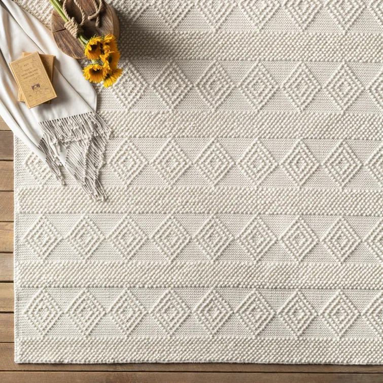 Latrissa Flatweave Wool Beige Area Rug | Wayfair North America