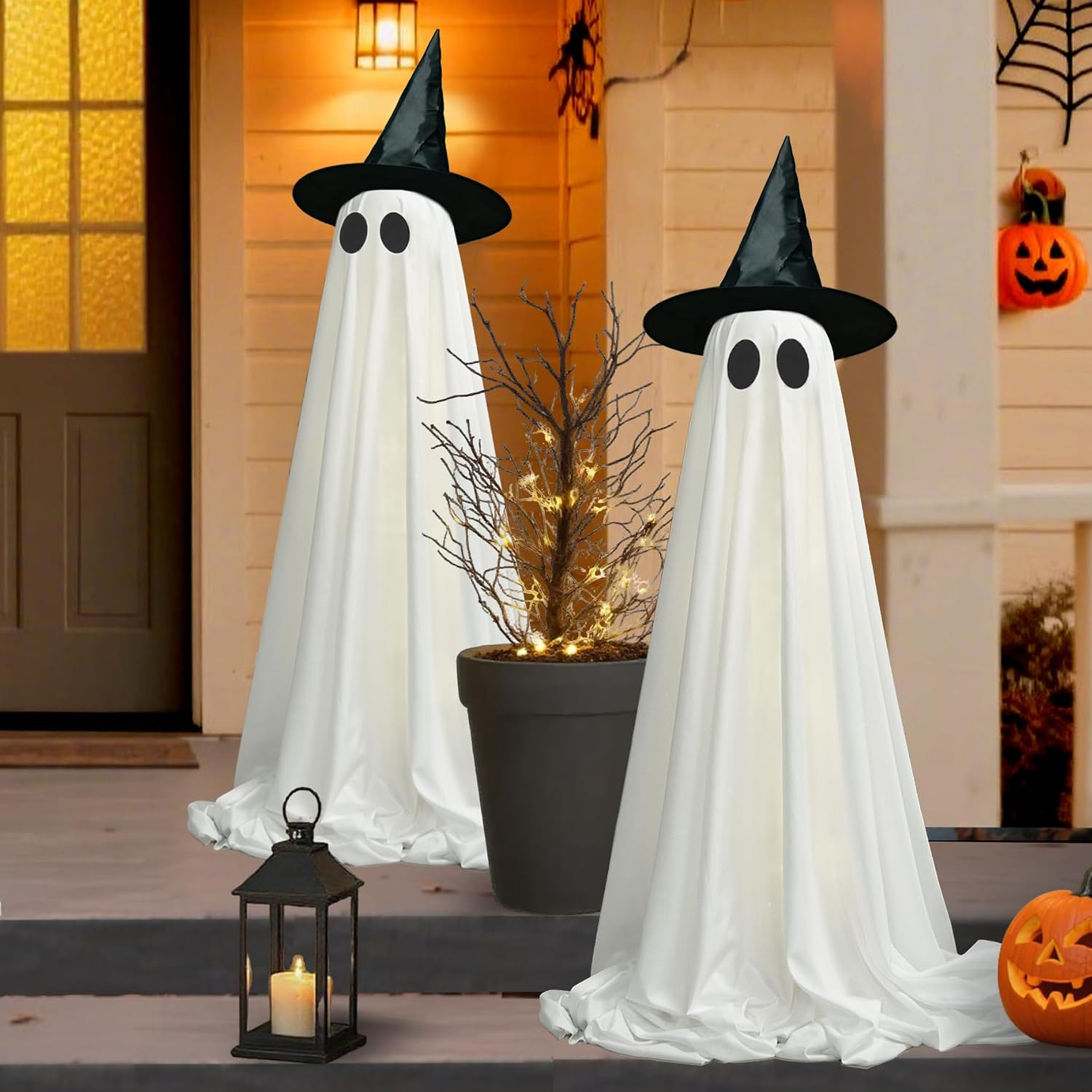 Halloween Decorations Outdoor,2 Packs Light Up Ghost Outdoor Decorations Indoor with Remote Control LED String Lights,Halloween Decorations Ghost Outside Decor for Yards Porches Gardens Lawn Party | Amazon (US)