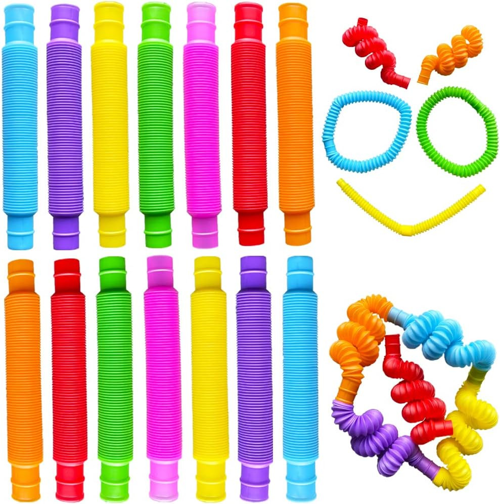 Pop Tubes, 14Pack Pop Tube Fidget Toys for Kids and Sensory Toys for Children and Aldult, Fidget ... | Amazon (US)