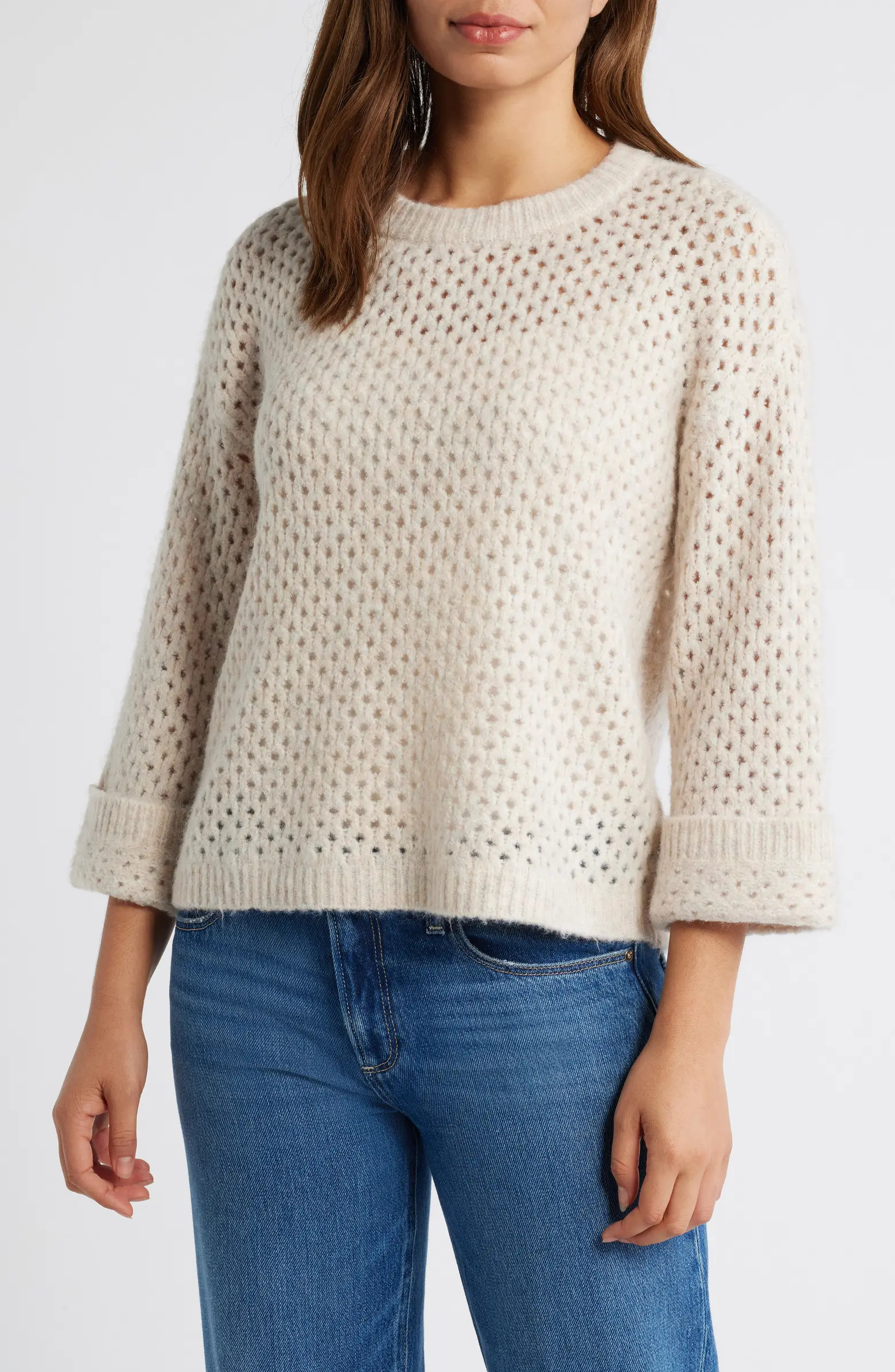 Open Stitch Cuffed Sweater | Nordstrom