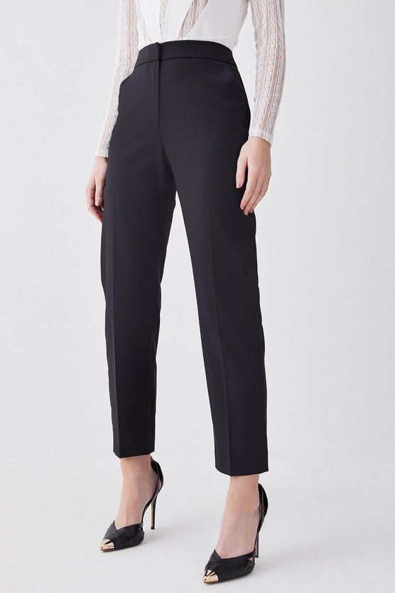 Wool Blend Tailored Slim Leg Trouser | Karen Millen UK + IE + DE + NL