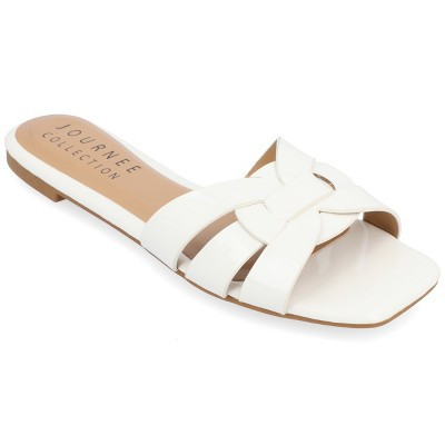Journee Women's Arrina Flat Sandals White 8.5 | Target