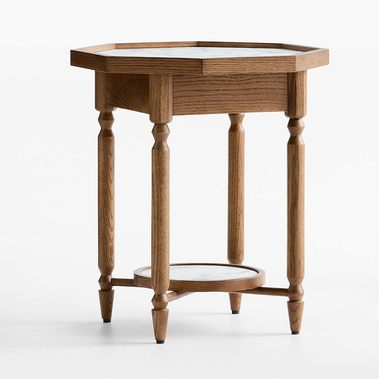 Dunfield Brown Oak Wood 18" Octagon Side Table | Crate & Barrel | Crate & Barrel