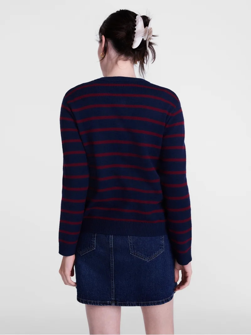 Scenario Women's Crewneck Cardigan with Patch Pockets, Lightweight, Sizes XS-XXXL | Walmart (US)