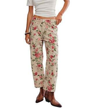 Free People Deep Trance Floral Printed Low-Rise Barrel Jeans | Dillard's | Dillard's
