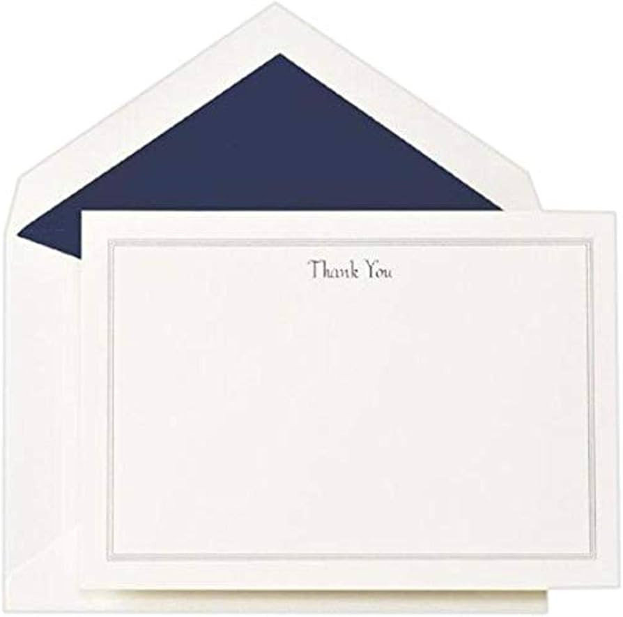 Crane & Co. Navy Triple Hairline Thank You Card (CT3304), Pack of 10 | Amazon (US)