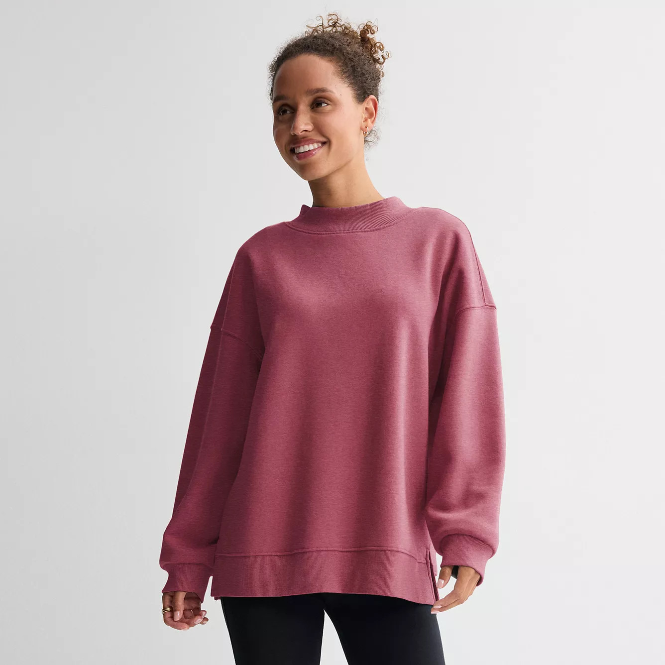 Juniors' Pink Republic Fleece Mockneck Pullover | Kohl's