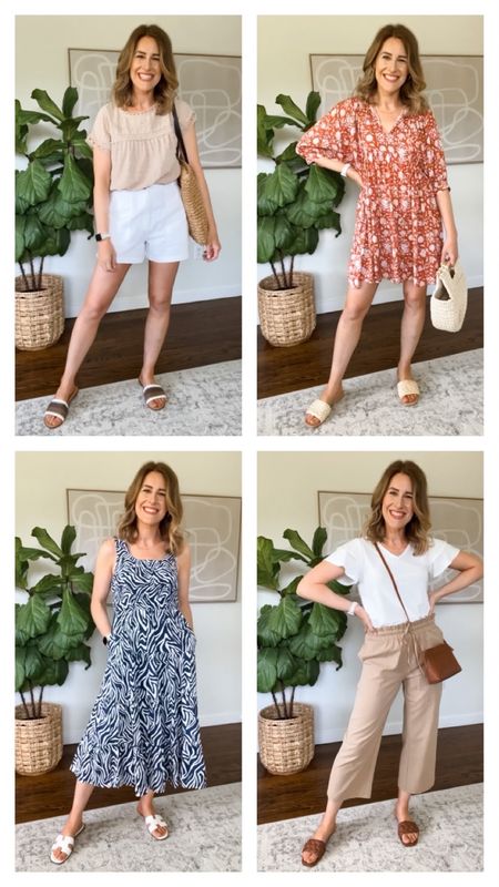 New Amazon finds I love and recommend, top tts S (shorts are Target!), dresses tts S, flutter sleeve top size small, pants size small (these are cropped on me, I’m 5’8” for reference). #amazonfashion #founditonamazon 

#LTKstyletip #LTKunder100 #LTKunder50