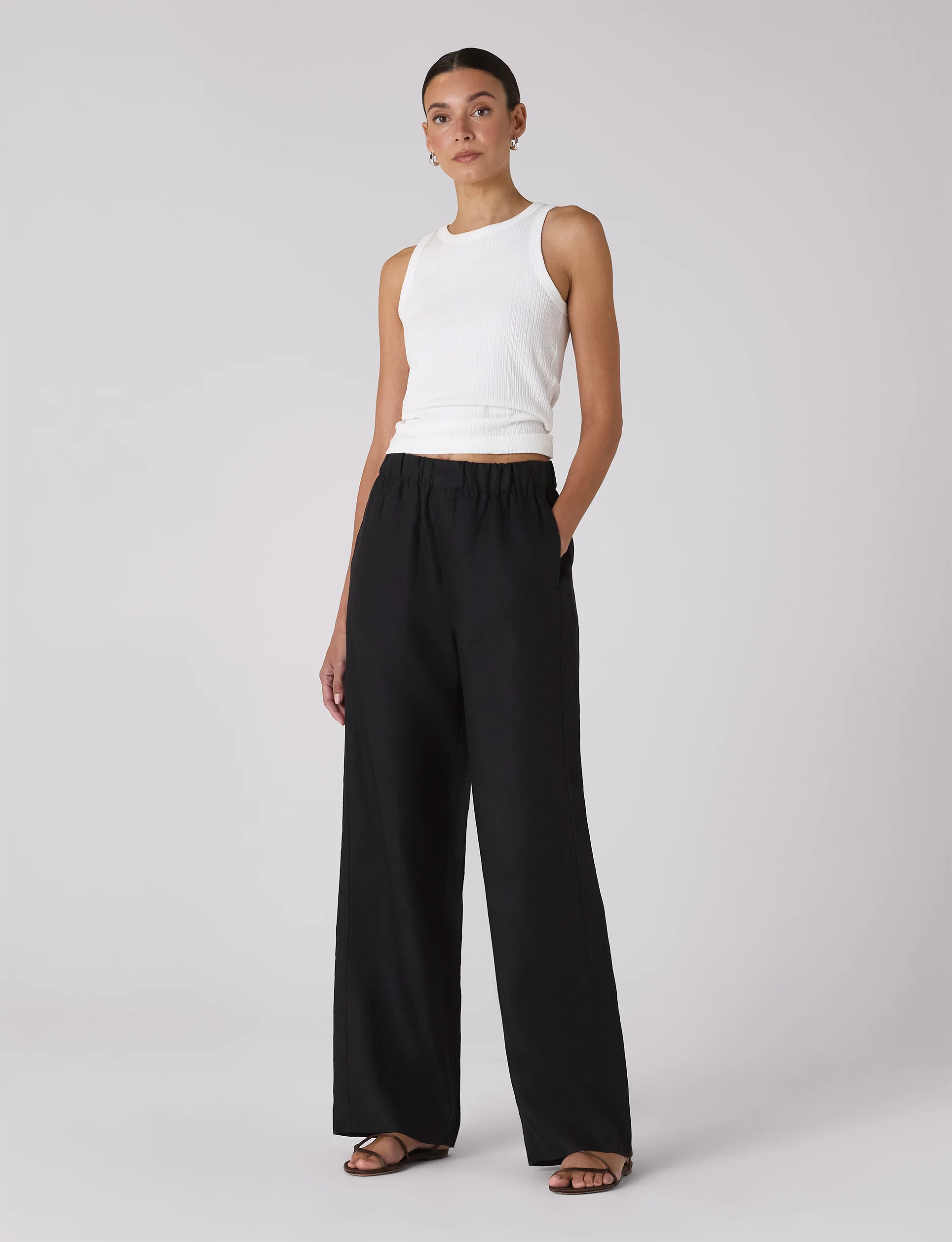 The Palazzo: Linen, Black | With Nothing Underneath