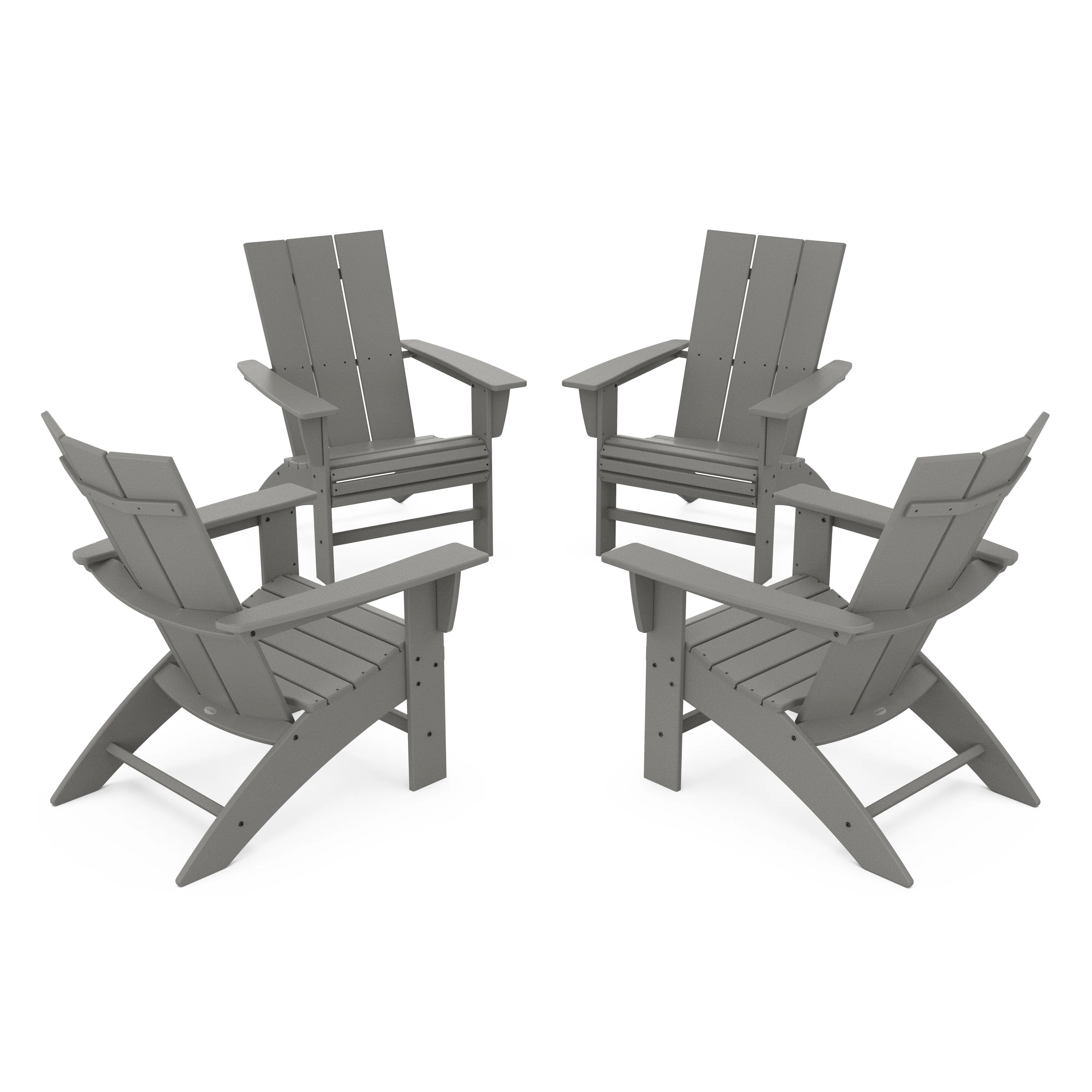 4-Piece Modern Curveback Adirondack Conversation Set | POLYWOOD