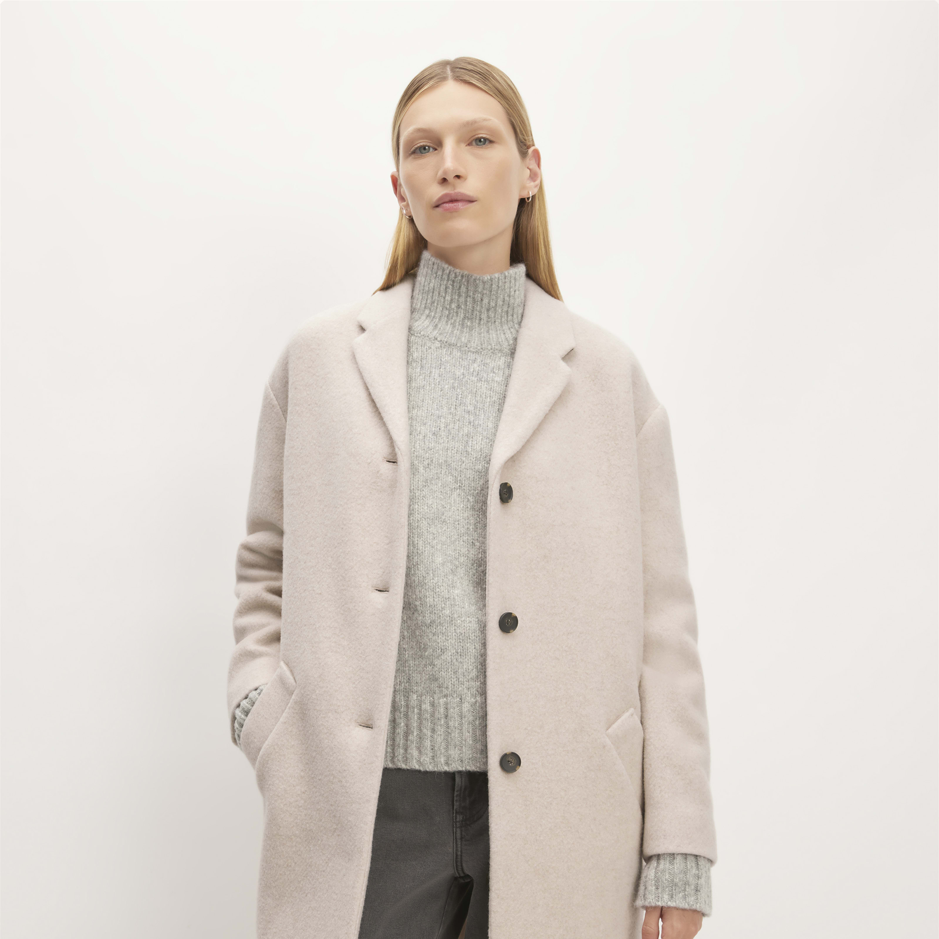 Women's Italian ReWoolÂ® Cocoon Coat by Everlane in Oat, Size XL | Everlane