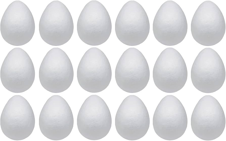 Crafjie Foam Eggs 18pcs 4 Inch (10cm) White Craft Polystyrene Eggs Smooth for Spring Easter Hallo... | Amazon (US)