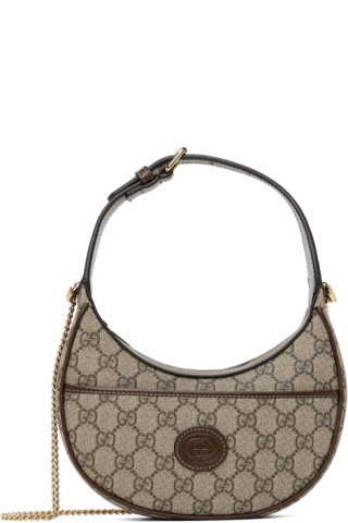 Brown GG Half-Moon Bag | SSENSE