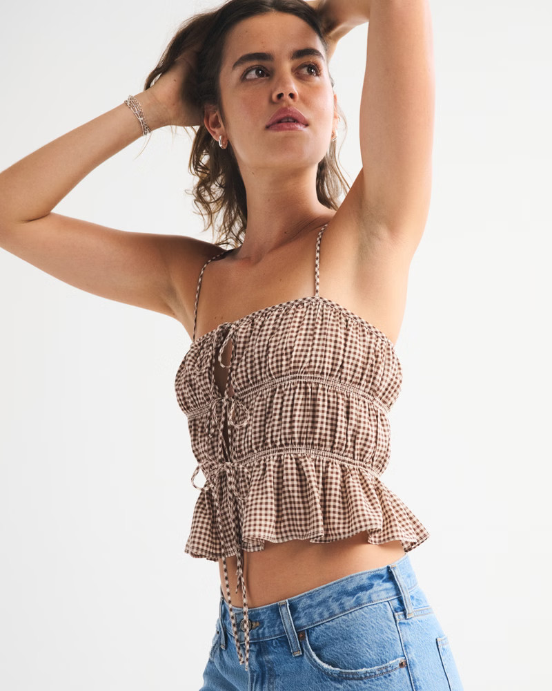 Ruched Tie-Front Cami | Abercrombie & Fitch (US)