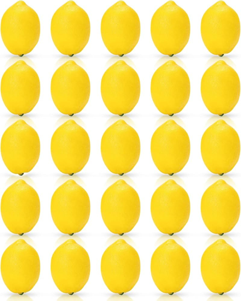 BigOtters Artificial Lemons, 2 x 3 inches Faux Yellow Lemons Fake Lemons for Fake Fruit Bowl Lemo... | Amazon (US)