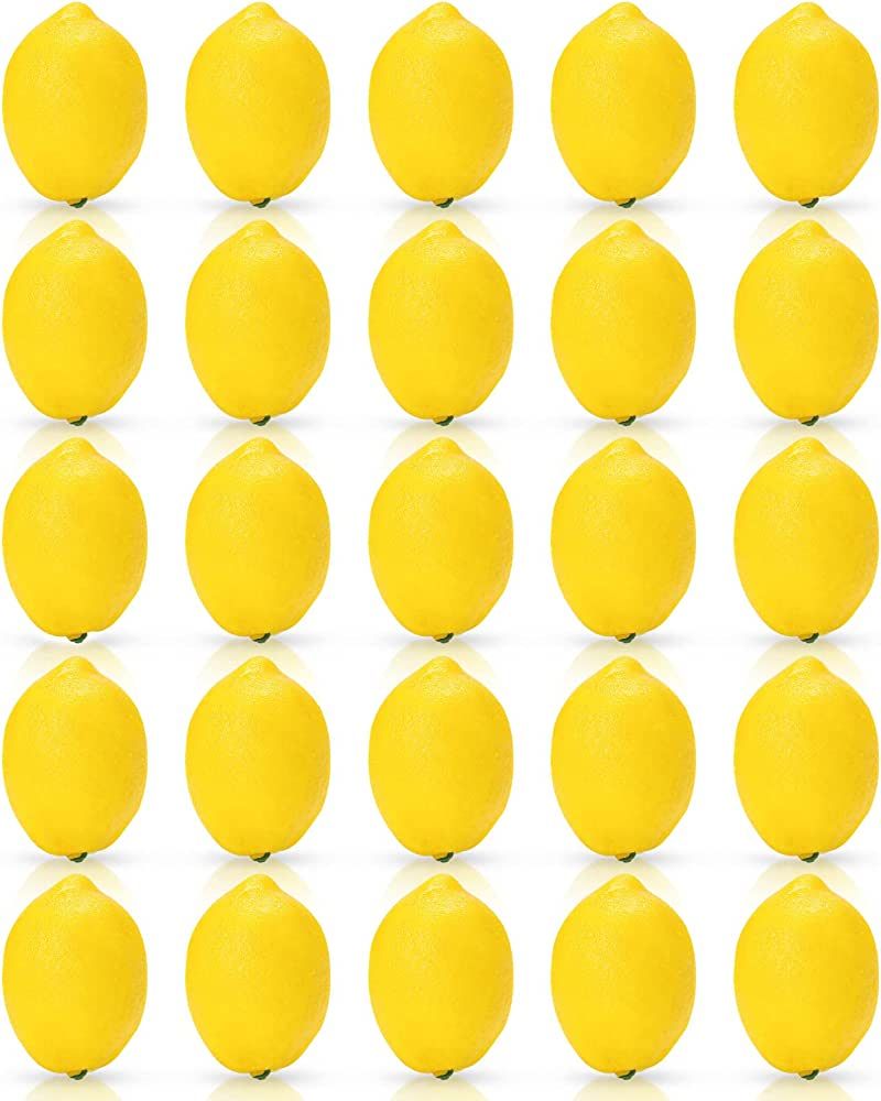 BigOtters Artificial Lemons, 2 x 3 inches Faux Yellow Lemons Fake Lemons for Fake Fruit Bowl Lemo... | Amazon (US)