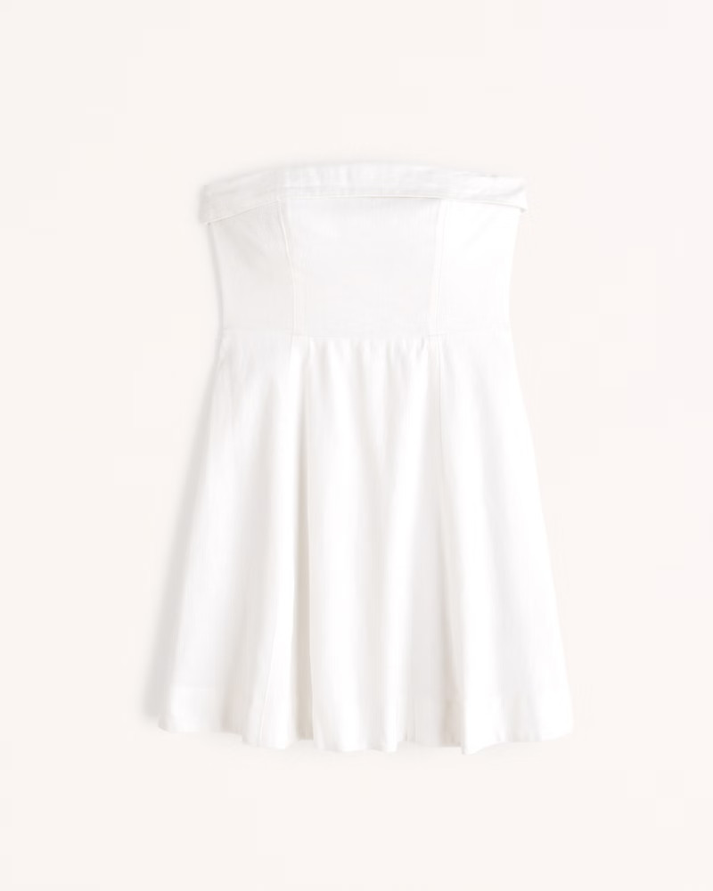 Strapless Linen-Blend Mini Dress | Abercrombie & Fitch (US)