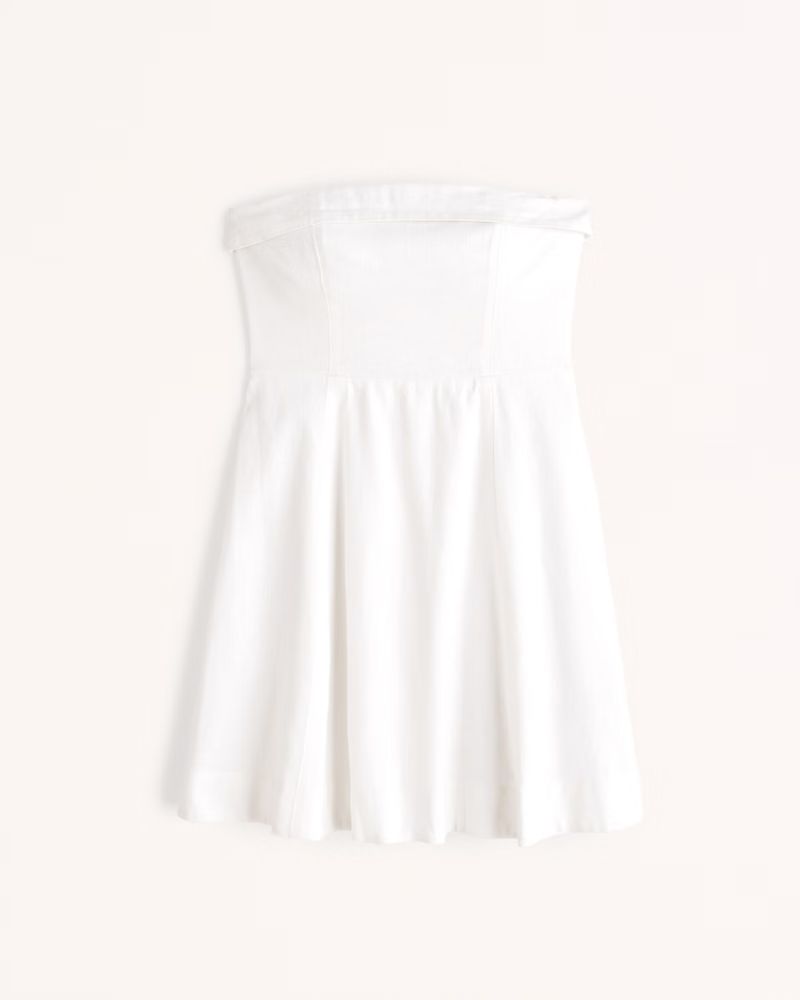 Strapless Linen-Blend Mini Dress | Abercrombie & Fitch (US)