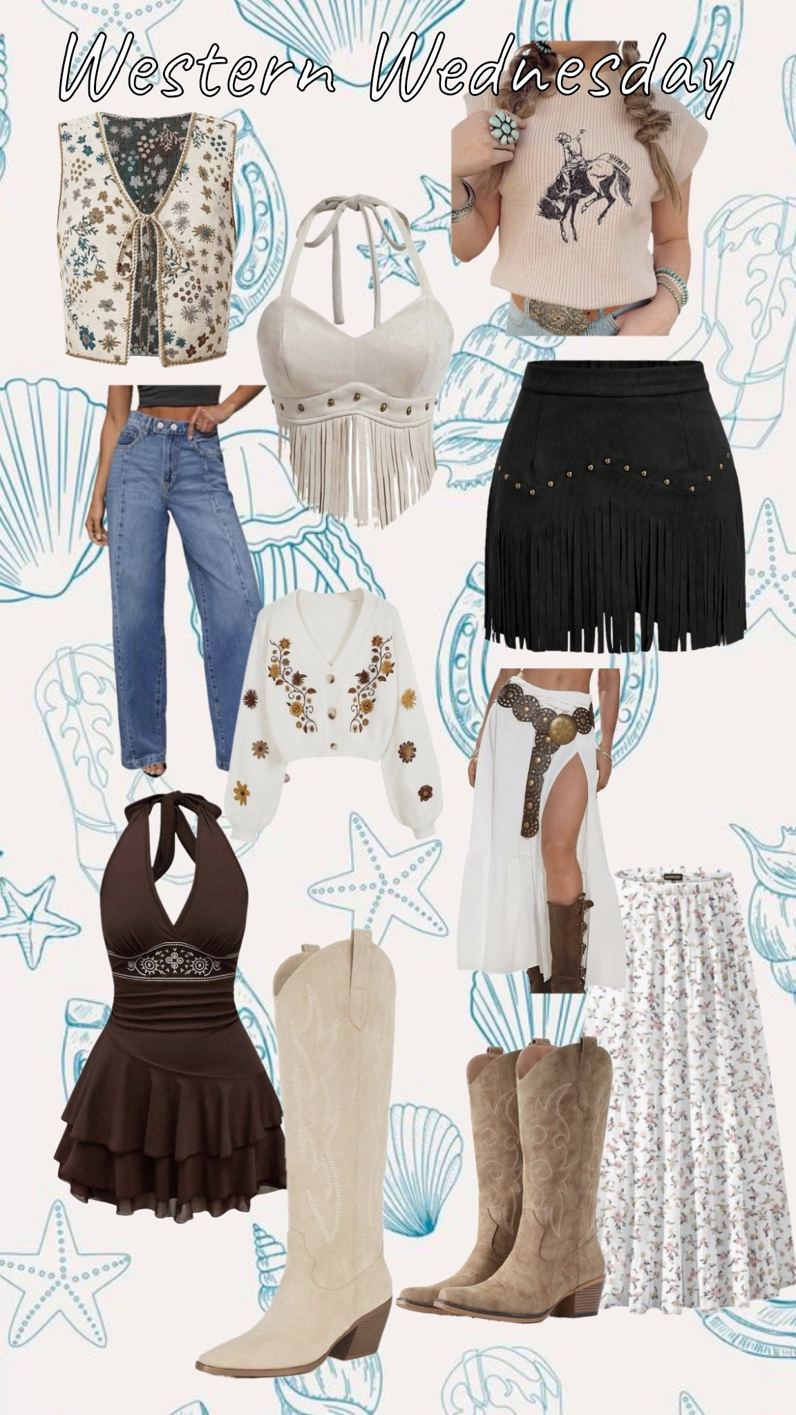 Spring western fashion 🤠🌷

Western Wednesday outfit inspo 🤠✨ Think western fashion, cowgirl aesthetic, denim on denim, cowboy boots outfit, fringe jackets, graphic tees, statement belts, turquoise jewelry, wide brim hats, and country concert looks. Perfect for a Western Wednesday vibe with rodeo style, Nashville outfit inspo, coastal cowgirl energy, and effortless southern chic details. #WesternWednesday #CowgirlStyle #WesternFashion #DenimOnDenim #CountryOutfit

#LTKU #LTKgrwm #LTKootd