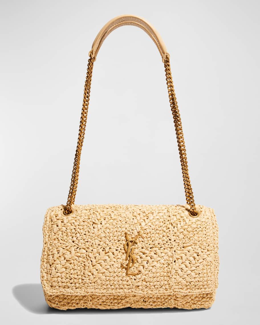 Saint Laurent Jamie Medium YSL Crochet Raffia Shoulder Bag | Neiman Marcus