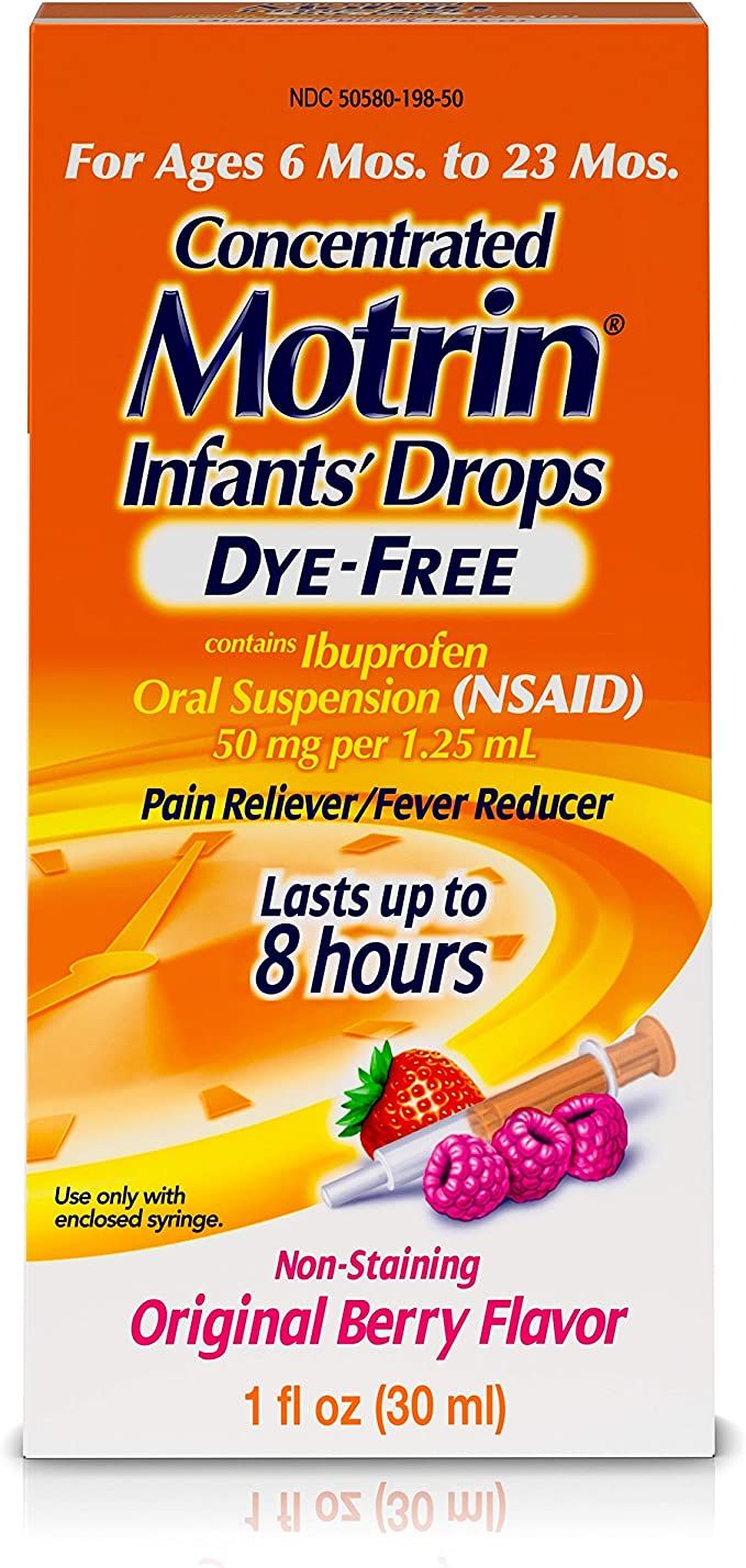 Infants' Motrin Concentrated Drops, Fever Reducer, Ibuprofen, Dye Free, Berry Flavored, 1 Oz | Amazon (US)