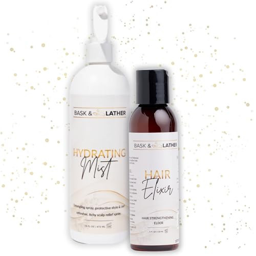 BASK & LATHER Hydrating Hair Mist (XL-16 oz) & Elixir Oil (4 oz) Bundle — Leave-In Conditioner + Jamaican Black Castor Oil for Growth, Moisture, Detangling, Scalp Relief & Strength | Amazon (US)
