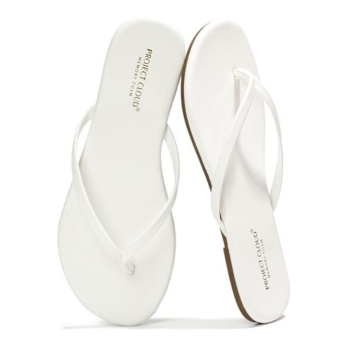 Project Cloud Flip Flops for Women Footwear- Lightweight and Memory Foam Insole Sandals for Women 2026 - Durable Non-Slip Beach Essentials Flats for Women Sandals (Foundations, White, 8) | Amazon (US)