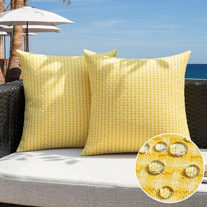 Kevin Textile Outdoor Waterproof Throw Pillow Covers Pack of 2 Weaving Texture Water Resistant Ou... | Amazon (US)
