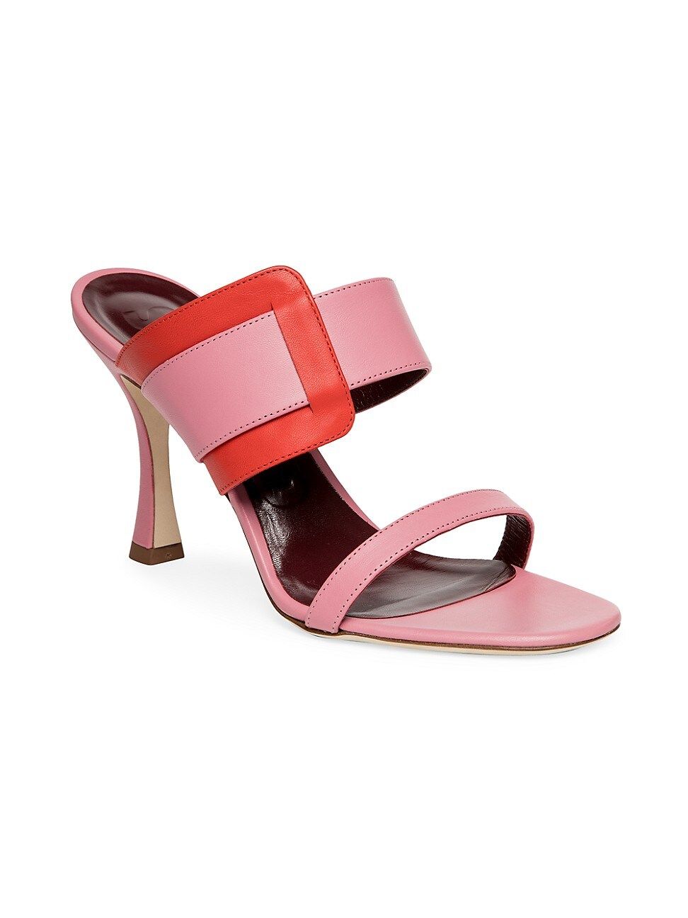 Staud Women's Marie Colorblock Leather Mules - Tomato Geranium - Size 10.5 | Saks Fifth Avenue