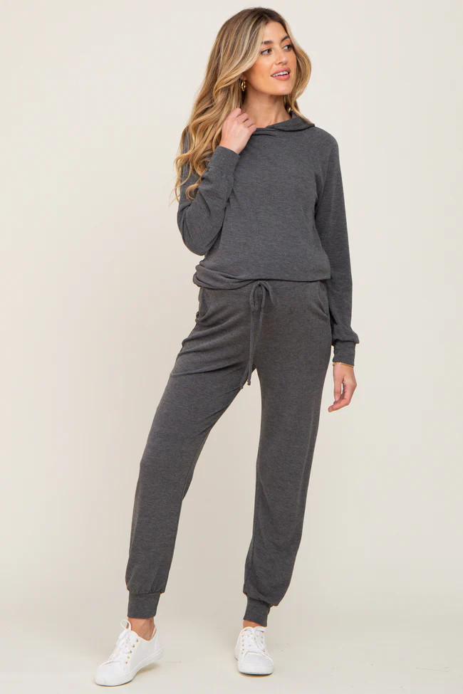 Charcoal Hoodie and Jogger Maternity Set | PinkBlush Maternity