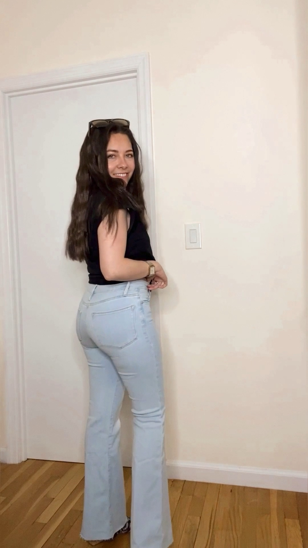 New flare denim from FRAME! Wearing my normal size 25, but wished I sized up to a 26 for a looser fit! 

#LTKstyletip #LTKSeasonal #LTKFind