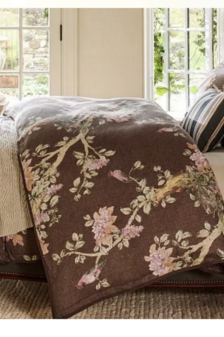 NWT Ralph Lauren Harlow Brinly Floral Birds Duvet Cover Forest Brown $570 King | eBay US