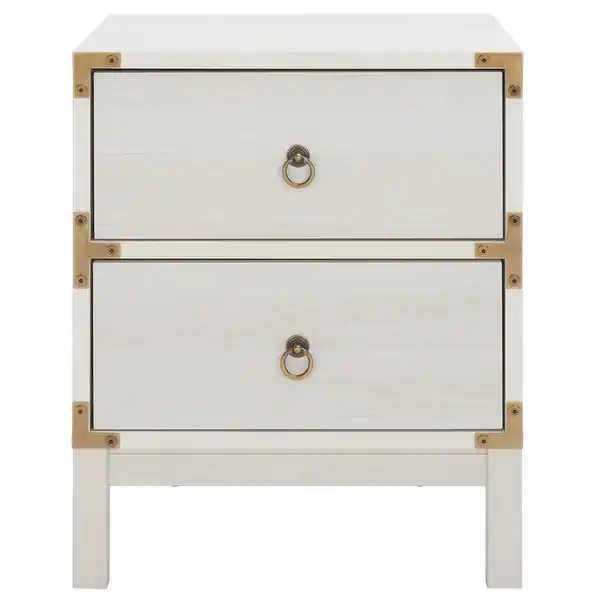 SAFAVIEH Home Collection Galio 2 Drawer Nightstand - White/Gold | Bed Bath & Beyond