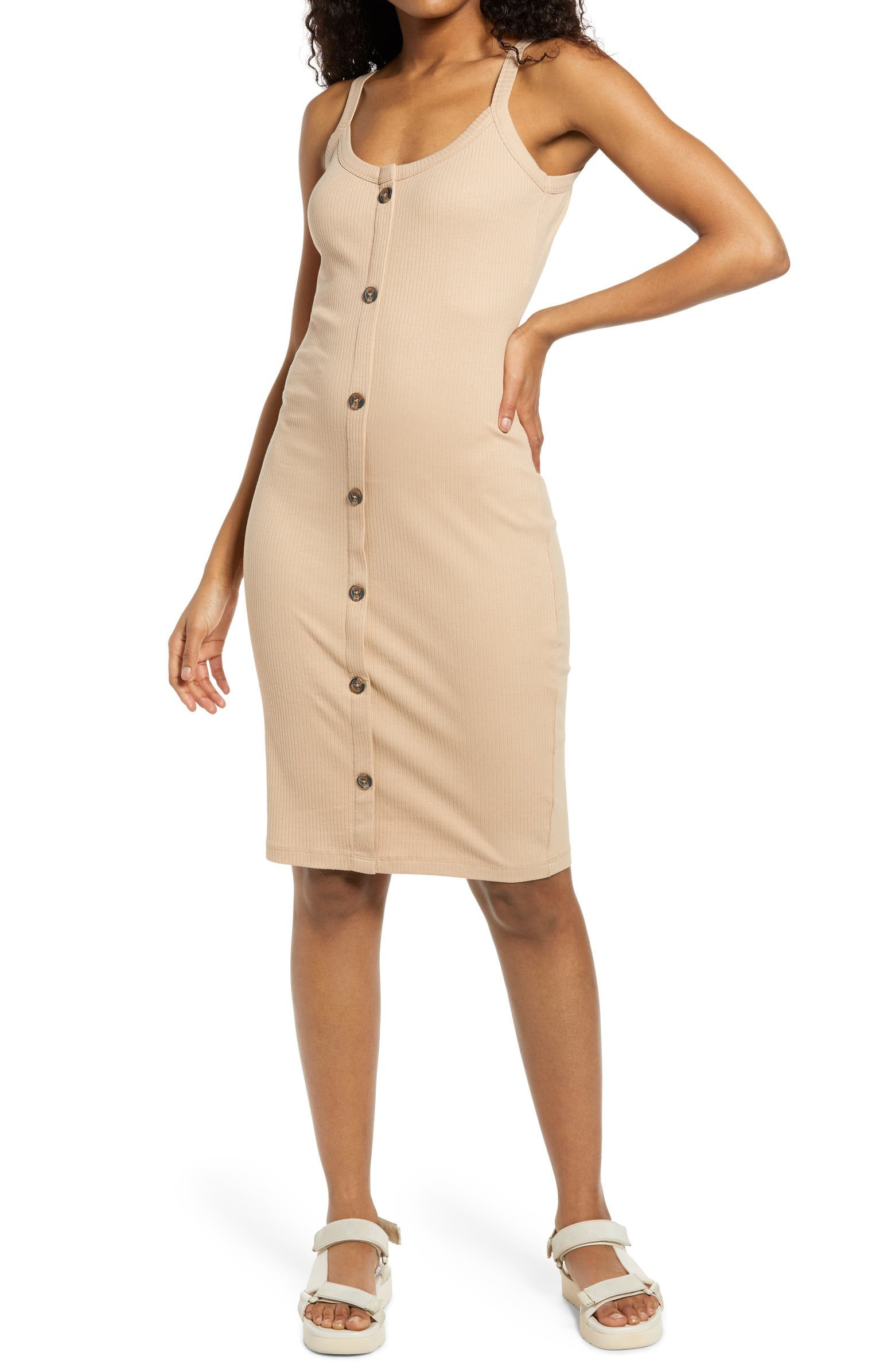 Helsinki Button Detail Ribbed Dress | Nordstrom | Nordstrom