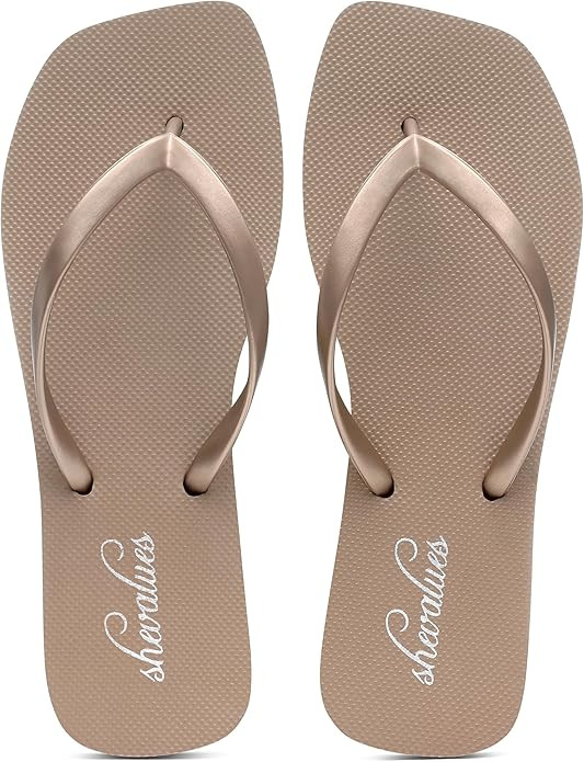 shevalues Women's Slim Square Toe Flip Flops Comfortable Summer Rubber Thong Sandals for Beach, S... | Amazon (US)