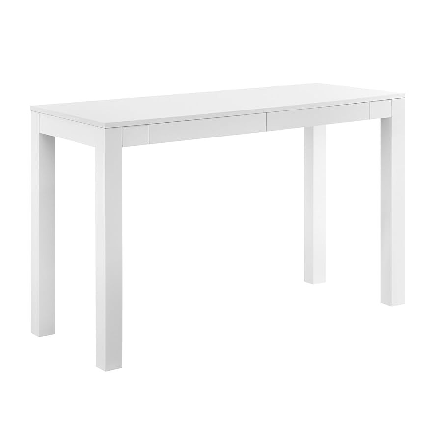 Ameriwood Home Large Parsons 2-Drawer Computer Desk, White | Amazon (US)