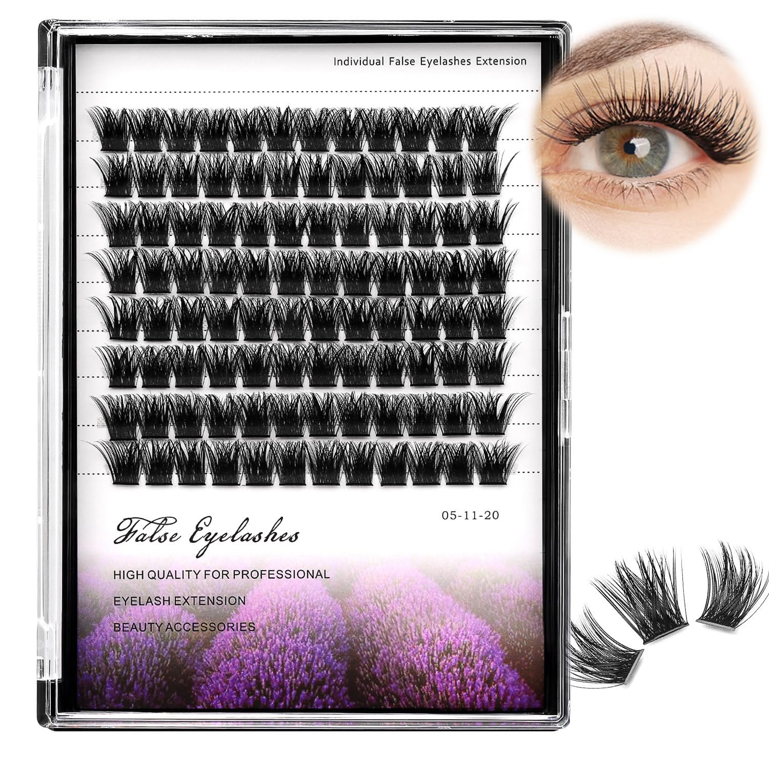 96pcs Wide Stem Dramatic Volume Eye Lashes Extensions D Curl Black Soft Individual False Eyelashe... | Amazon (US)