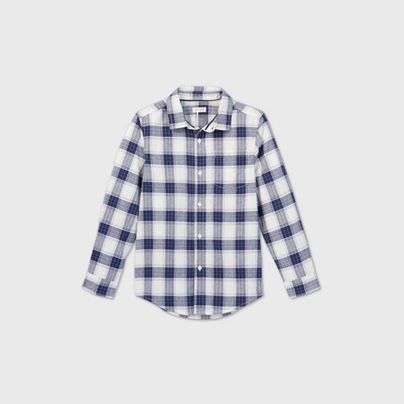 Boys' Poplin Plaid Long Sleeve Button-Down Shirt - Cat & Jack™ | Target