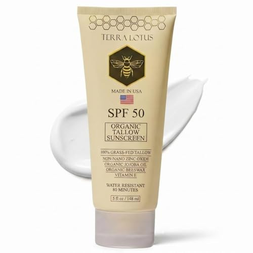 Organic Tallow Mineral Sunscreen - 50 SPF - For Face and Body - With 100% Grass-Fed Tallow and Non-Nano Zinc Oxide Reef Safe - (5 Oz) | Amazon (US)